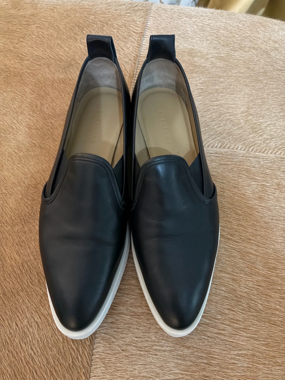 Everlane Black Leather Slip-On Loafers